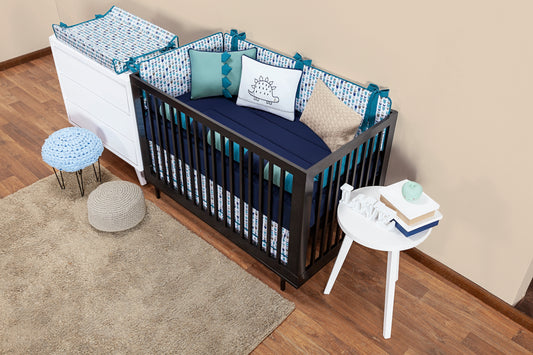 Baby Nestchen Set «Dino» 140x70 cm Blau/Türkis | 10-teilig