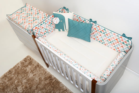 Baby Nestchen Set «Elephant» 140x70 cm Beige/Rosa | 10-teilig