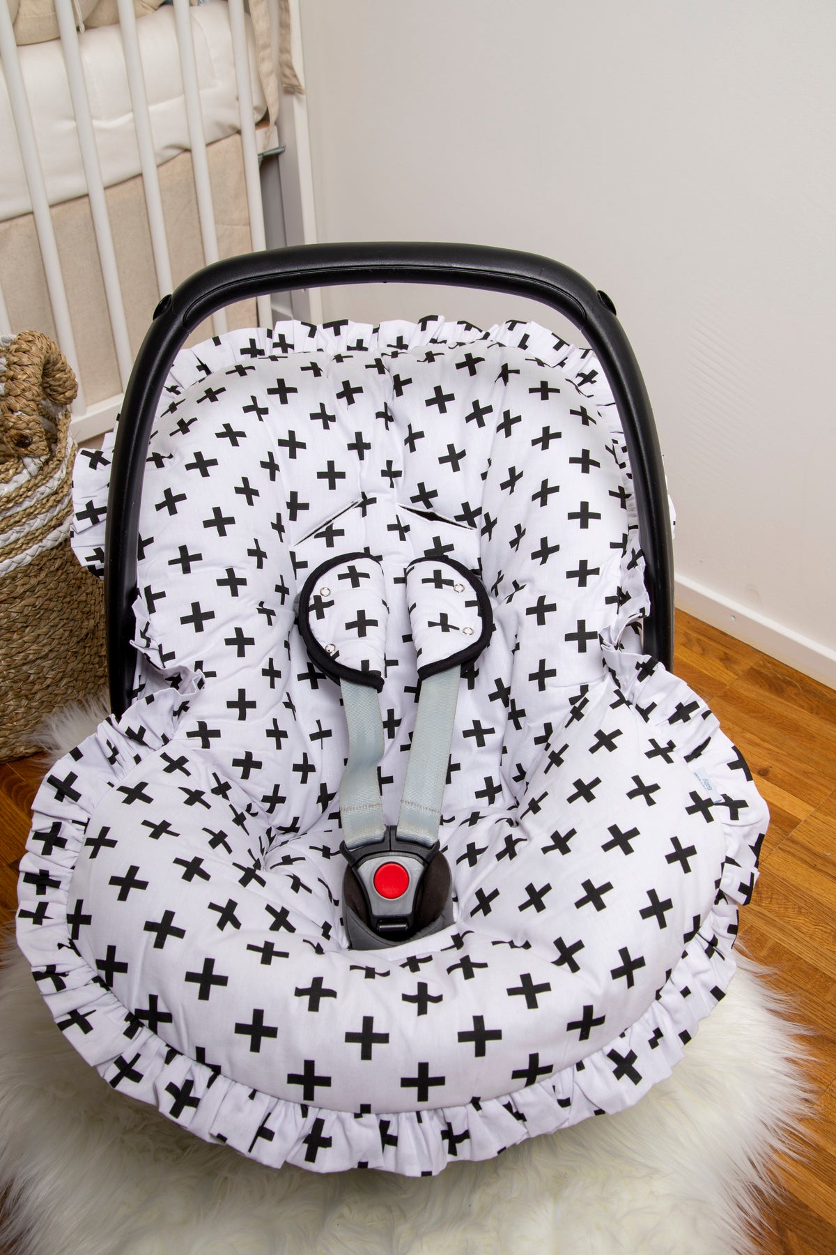 Babyschalen Schonbezug Weiss-Schwarz