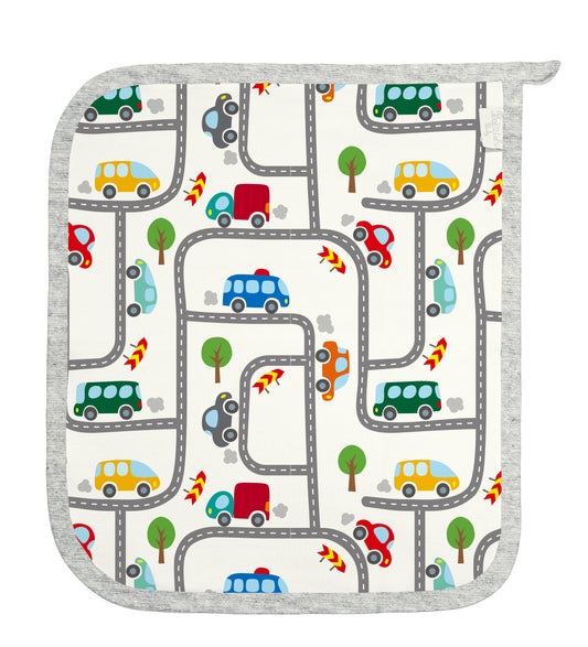 Baby Schnullertuch Set «Car» 30×25cm Weiss | 2-teilig