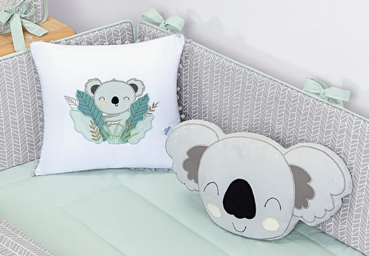Baby Nestchen Set «Koala» 140x70 cm Grau/Türkis | 10-teilig