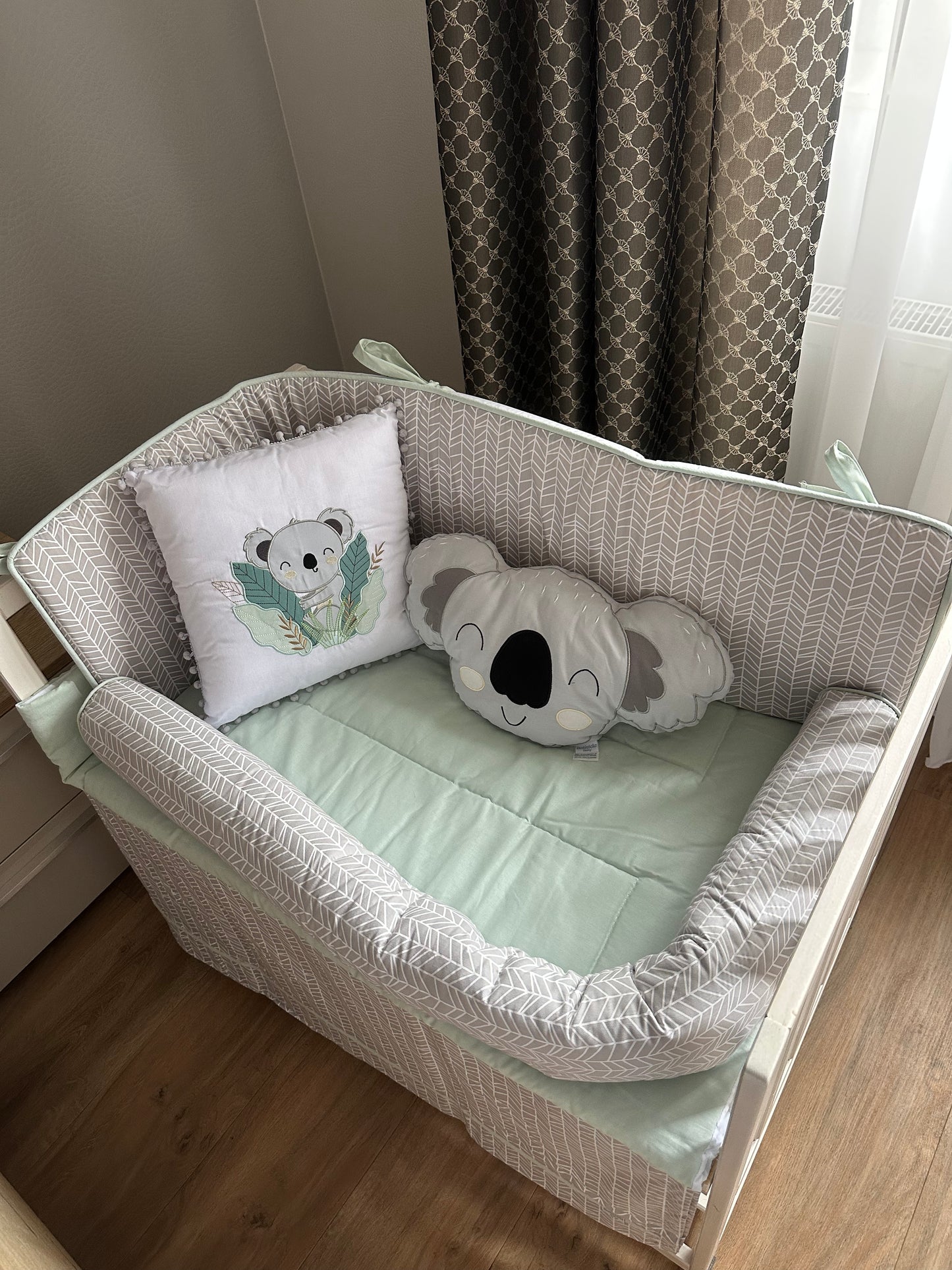 Baby Nestchen Set «Harmony» 140x70 cm Türkis/Weiss | 9-teilig