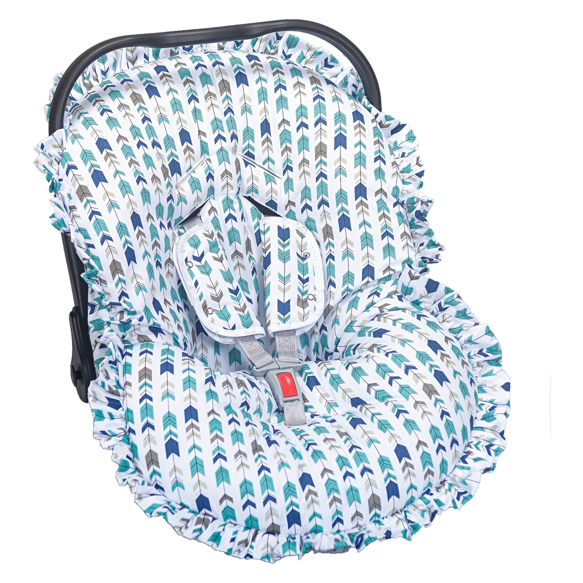 Babyschalen Schonbezug «Dino» Weiss/Blau