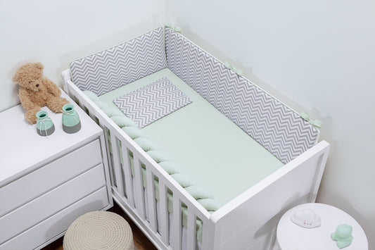 Baby Nestchen Set «Chevron» 140x70 cm Mint | 5-teilig