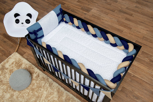 Baby Nestchen Set «Zopf» 140×70 cm Petrol | 6-teilig