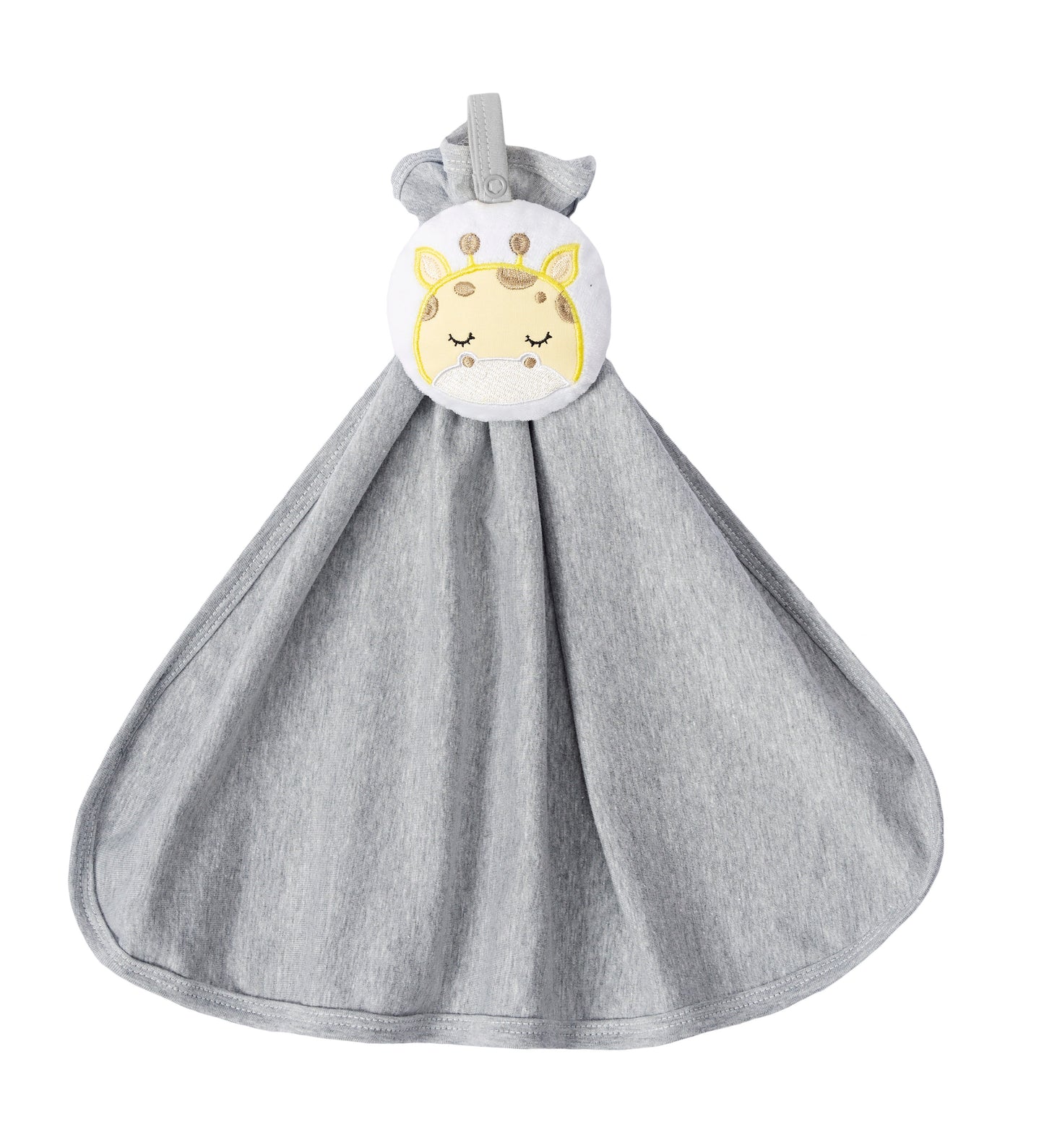 Baby Schnullertuch mit Schlaufe «Giraffe» 50x35cm Grau