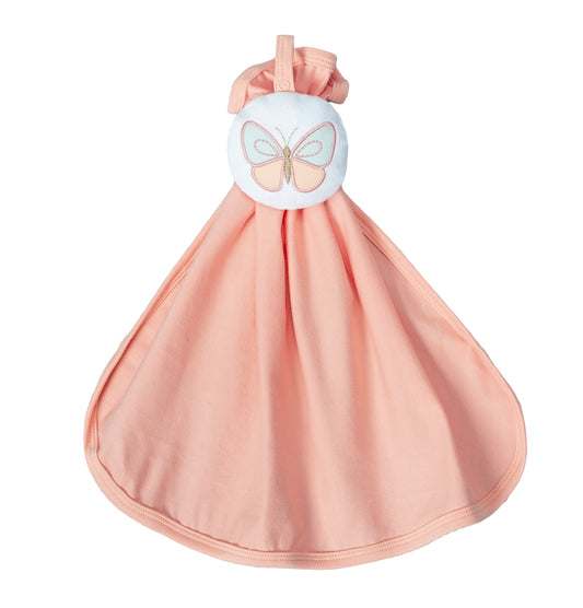 Baby Schnullertuch mit Schlaufe «Schmetterling» 50x35cm Rosa