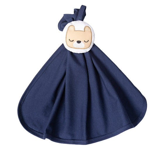 Baby Schnullertuch mit Schlaufe «Bär» 50x35cm Blau