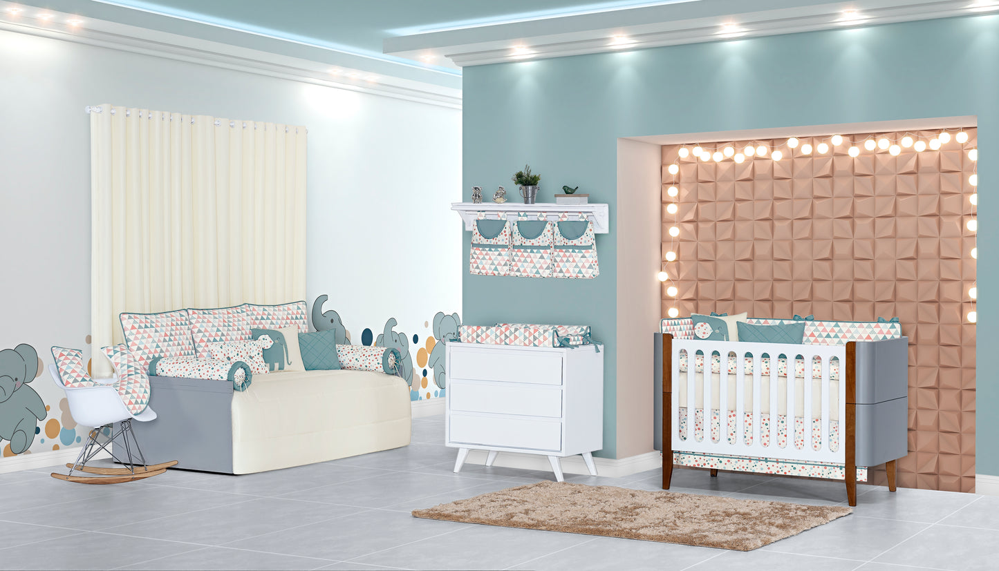 Baby Nestchen Set «Elephant» 140x70 cm Beige/Rosa | 10-teilig