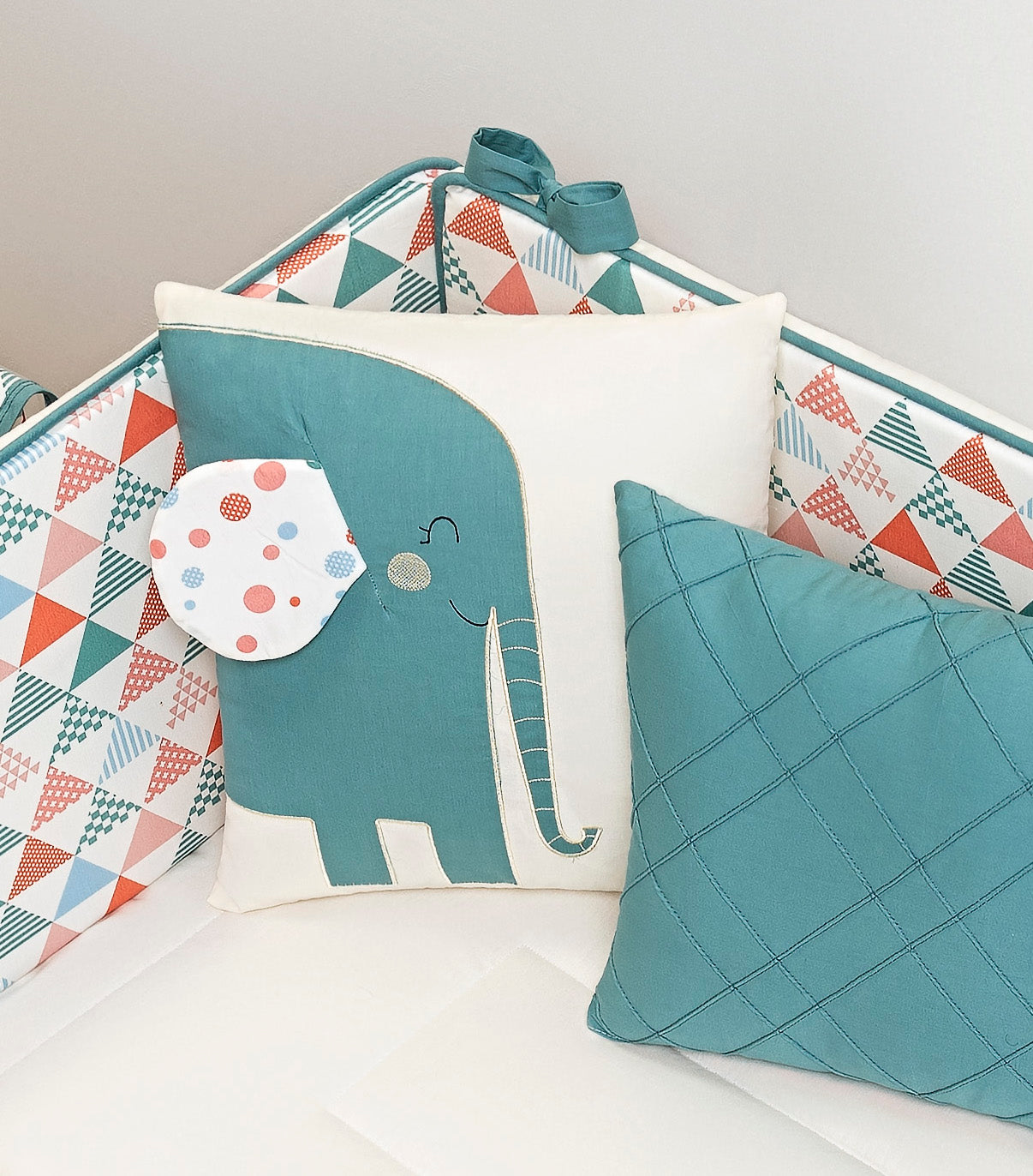 Baby Nestchen Set «Elephant» 140x70 cm Beige/Rosa | 10-teilig
