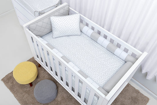 Baby Nestchen Set «Little Star» 140x70 cm Grau/Weiss | 9-teilig