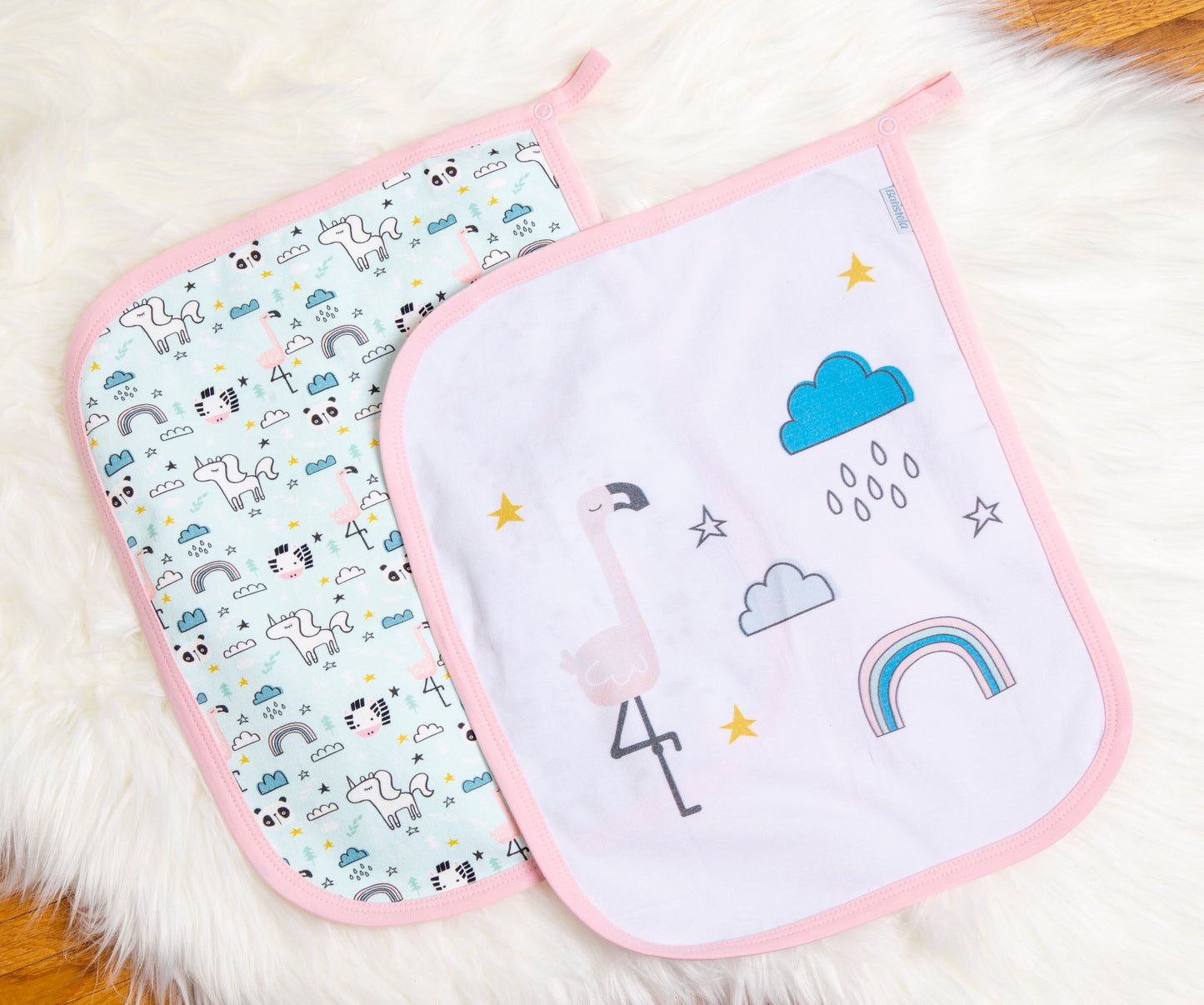 Baby Schnullertuch Set «Unicorn» 30×25cm Weiss | 2-teilig