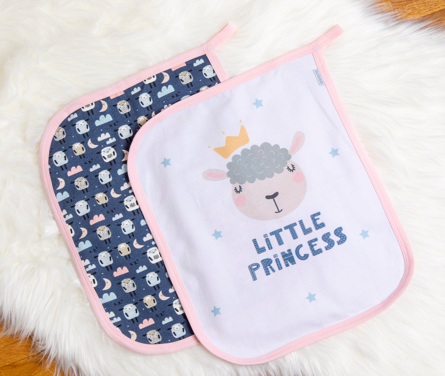 Baby Schnullertuch Set «Schaf» 30×25cm Weiss | 2-teilig