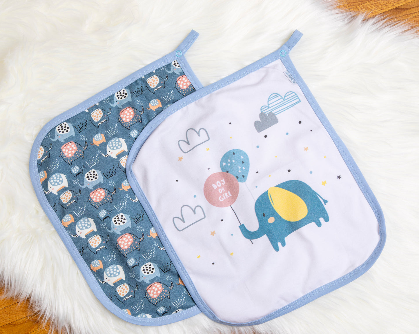 Baby Schnullertuch Set «Elephant» 30×25cm Weiss | 2-teilig