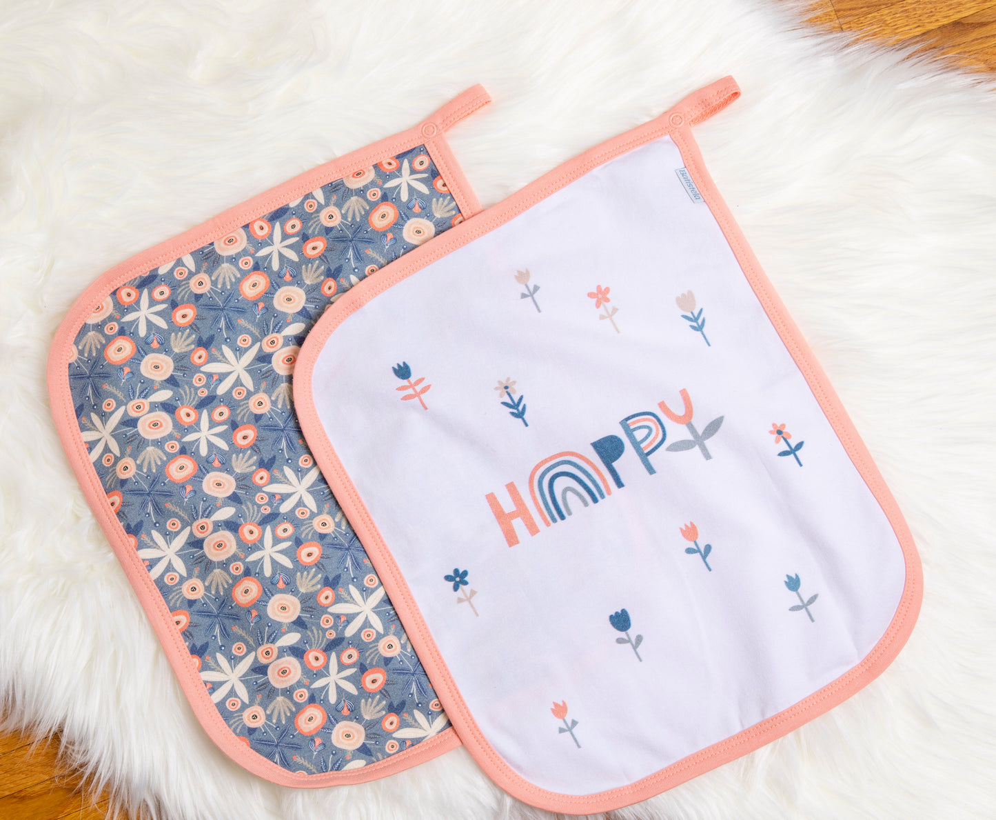 Baby Schnullertuch Set «Flower» 30×25cm Weiss | 2-teilig