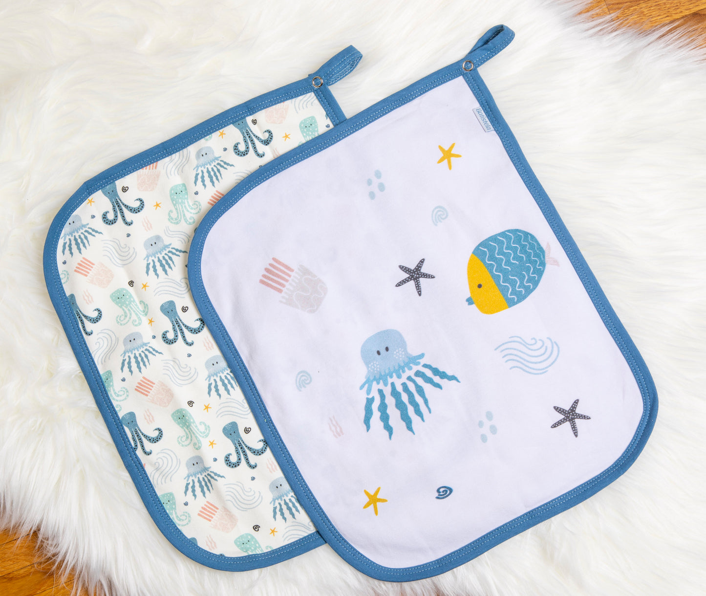 Baby Schnullertuch Set «Octopus» 30×25cm Weiss | 2-teilig