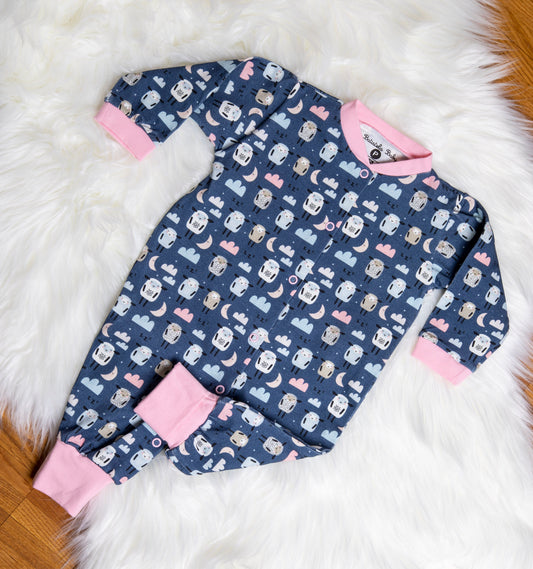 Baby Strampler «Schäfchen» Gr: 62,68,74