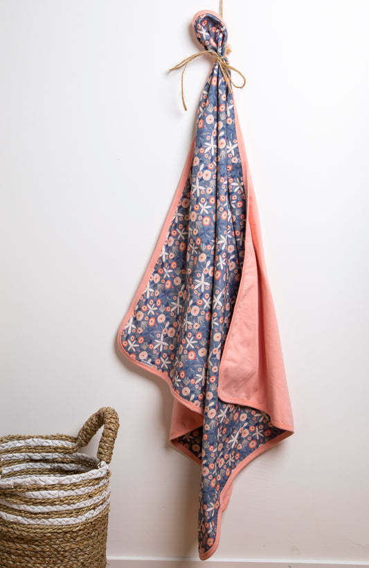 Baby Decke «Flower» 90x80cm Blau