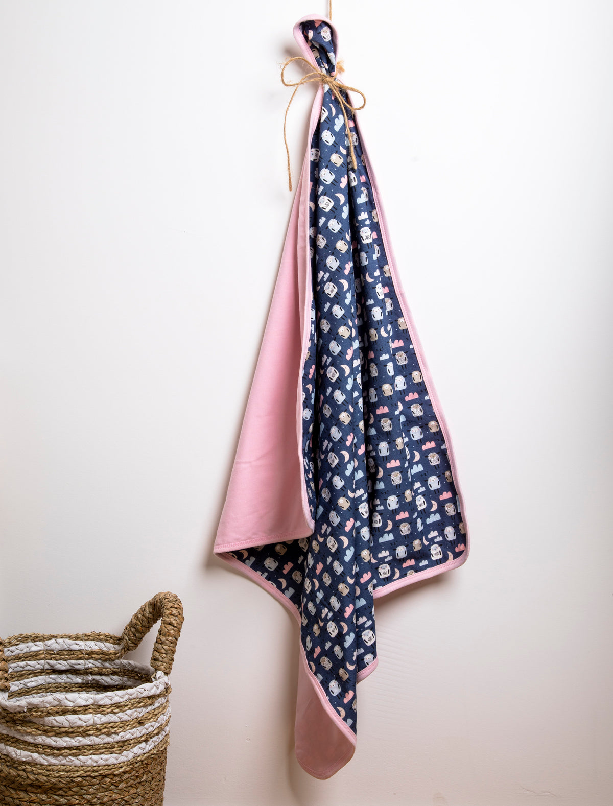 Baby Decke «Schaf» 90x80cm Blau