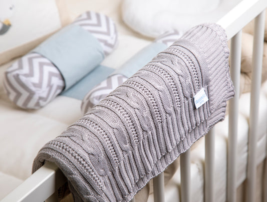 Baby Decke «Strick» 90x80cm Grau