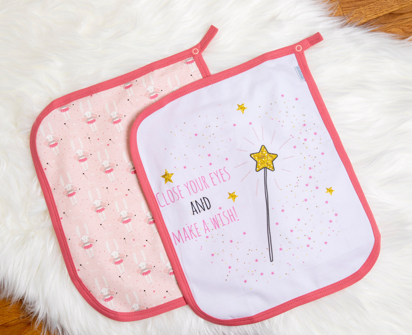 Baby Schnullertuch Set «Fee» 30×25cm Weiss | 2-teilig