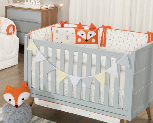Baby Nestchen Set «Fox» 140x70 cm Beige/Orange | 10-teilig