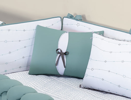 Baby Nestchen Set «Harmony» 140x70 cm Türkis/Weiss | 9-teilig
