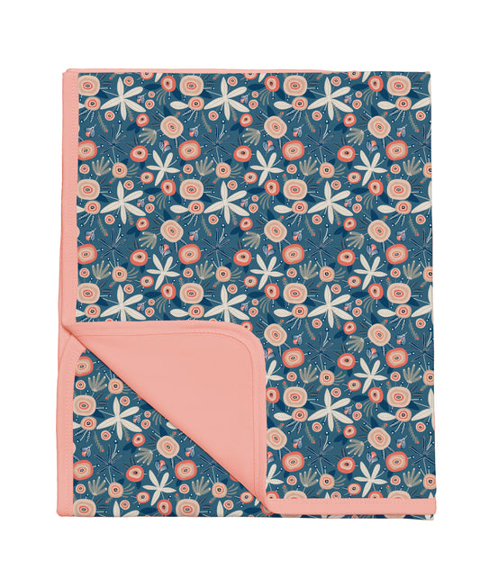 Baby Decke «Flower» 90x80cm Blau