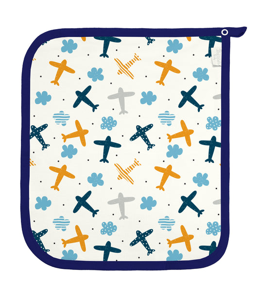 Baby Schnullertuch Set «Flugzeug» 30×25cm Weiss | 2-teilig