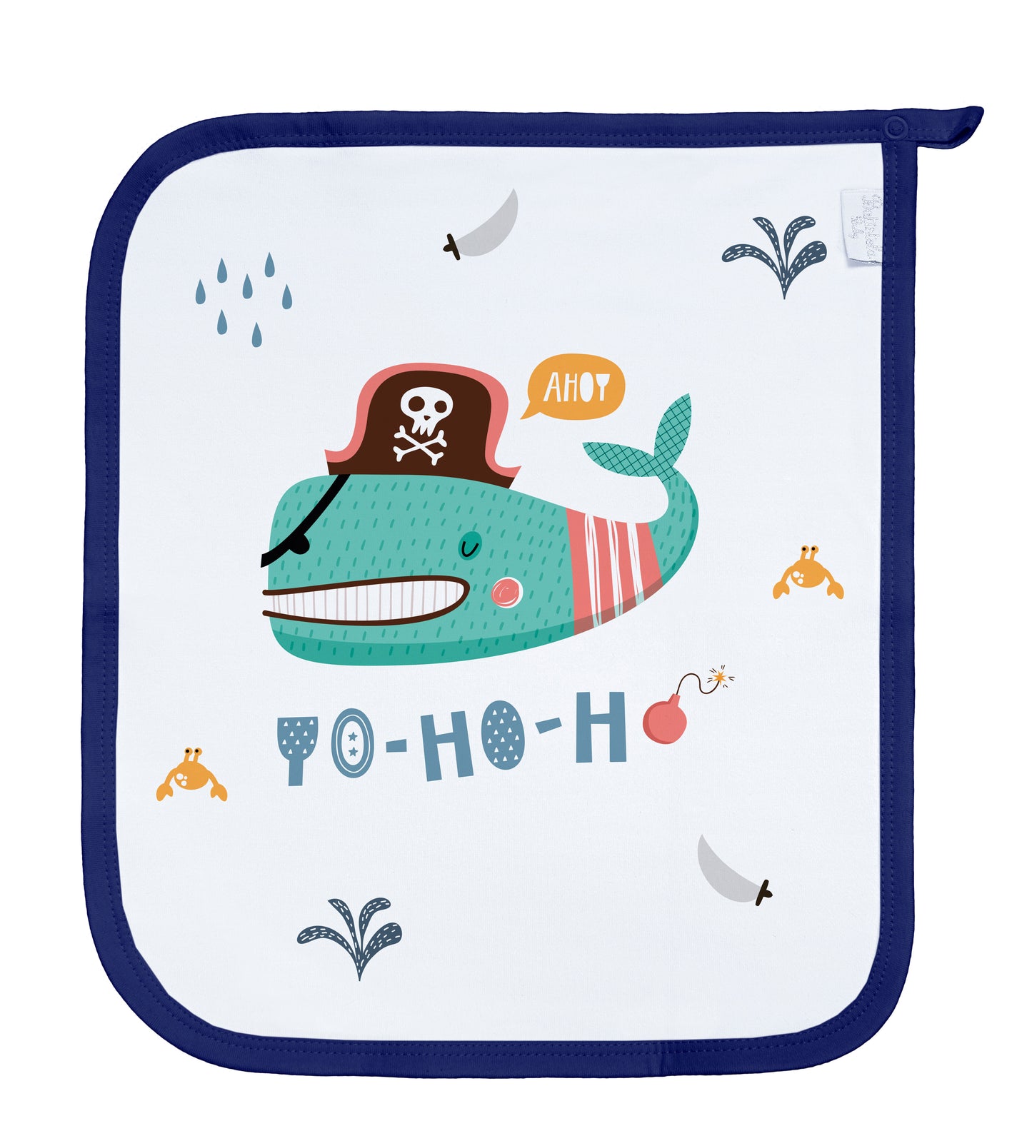 Baby Schnullertuch Set «Pirates» 30×25cm Weiss | 2-teilig