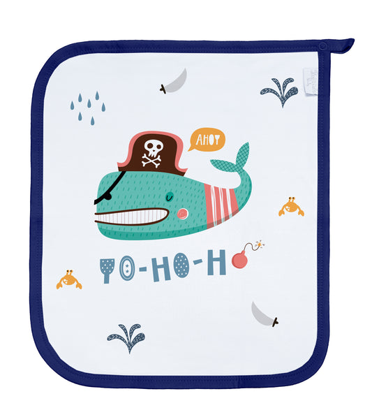 Baby Schnullertuch Set «Pirates» 30×25cm Weiss | 2-teilig