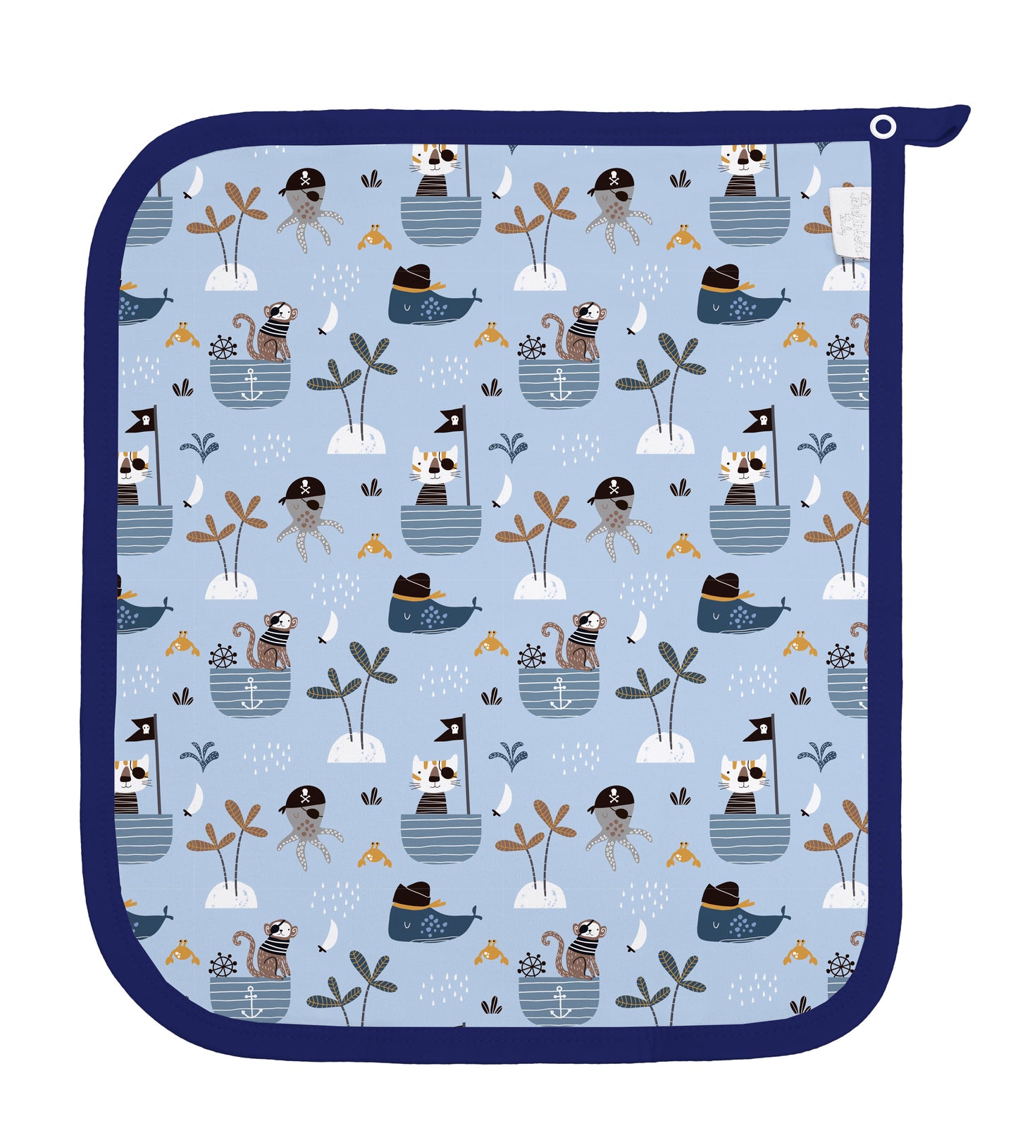 Baby Schnullertuch Set «Pirates» 30×25cm Weiss | 2-teilig