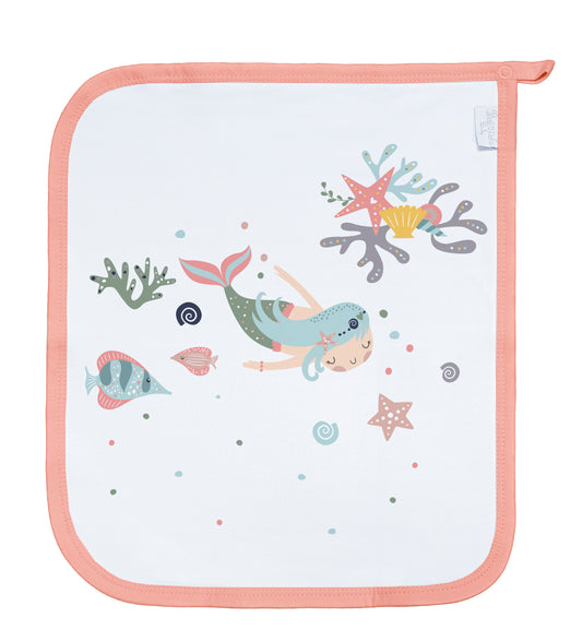Baby Schnullertuch Set «Mermaid» 30×25cm Weiss | 2-teilig