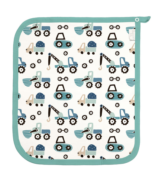 Baby Schnullertuch Set «Traktor» 30×25cm Weiss | 2-teilig