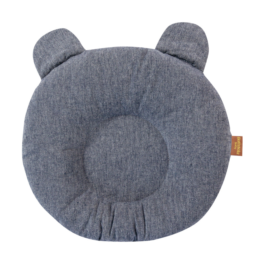Babykopfkissen Ergonomisch  Leinen «Jeans grau»