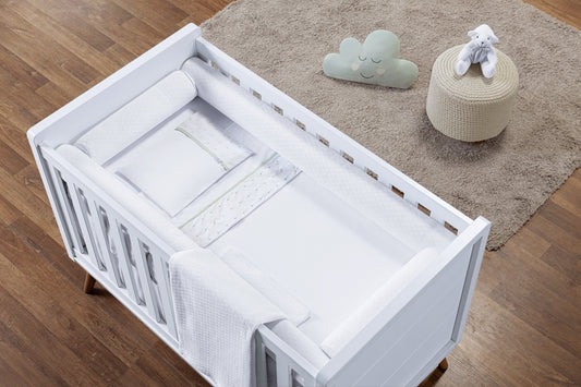 Baby Nestchen Set «Rollen» 140×70 cm Weiss | 4-teilig