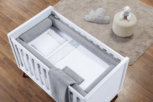 Baby Nestchen Set «Rollen» 140×70 cm Grau | 4-teilig