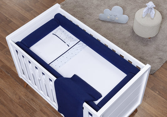 Baby Nestchen Set «Rollen» 140×70 cm Dunkelblau | 4-teilig