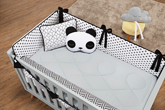 Baby Nestchen Set «Panda» 140x70 cm Weiss | 10-teilig