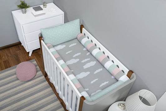 Baby Nestchen Set «Strick» 140x70 cm Mint | 5-teilig