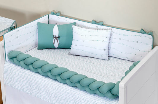 Baby Nestchen Set «Harmony» 140x70 cm Türkis/Weiss | 9-teilig